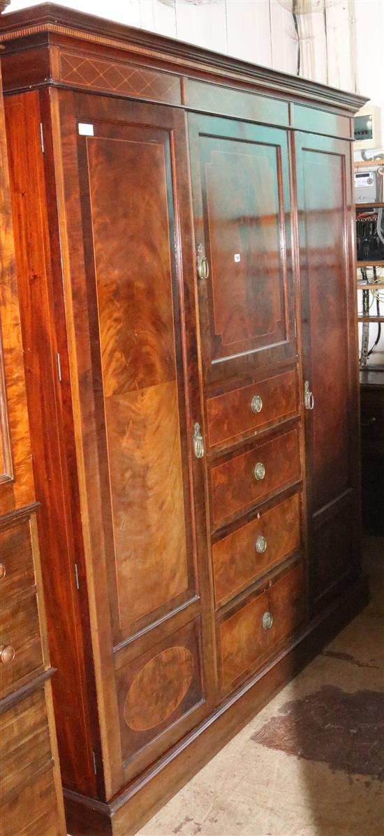 Edwardian inlaid mahogany wardrobe